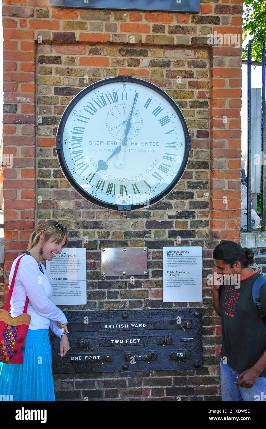 The Shepherd 24 hour Gate Clock, Royal Obesrvatory, Greenwich, Borough of Greenwich, Greater London, England, United Kingdom Stock Photo