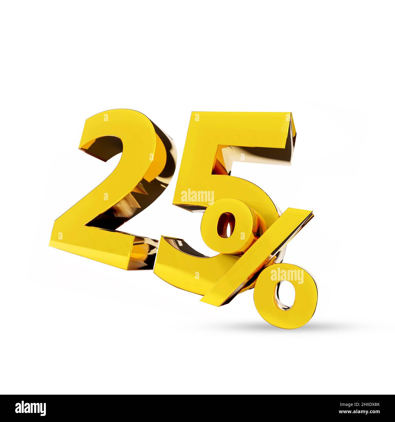 25% Golden symbol , 3D render Stock Photo - Alamy