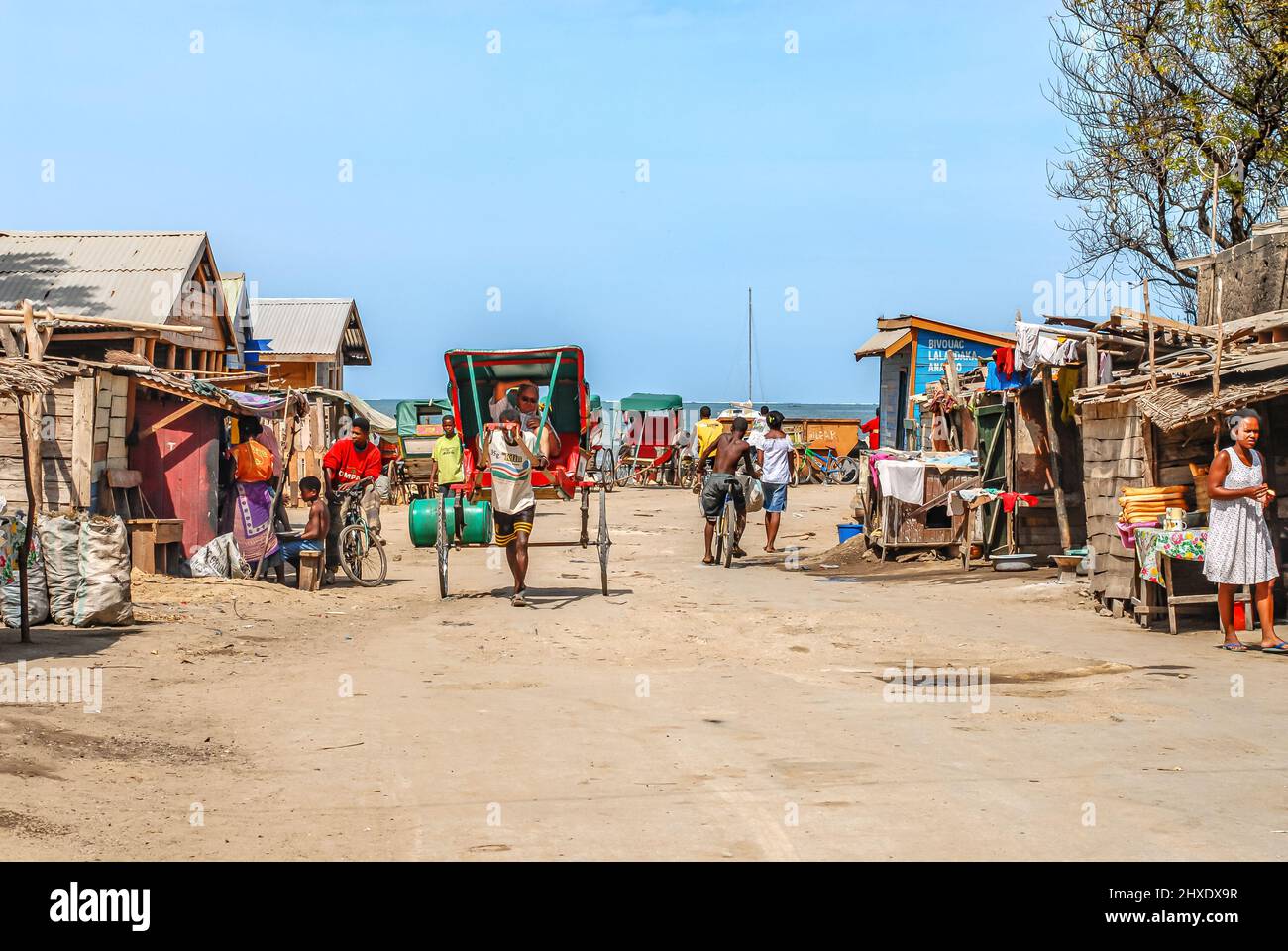 Typical village in the suburbs of Toliara on Madagascar Island, Africa Stock Photo