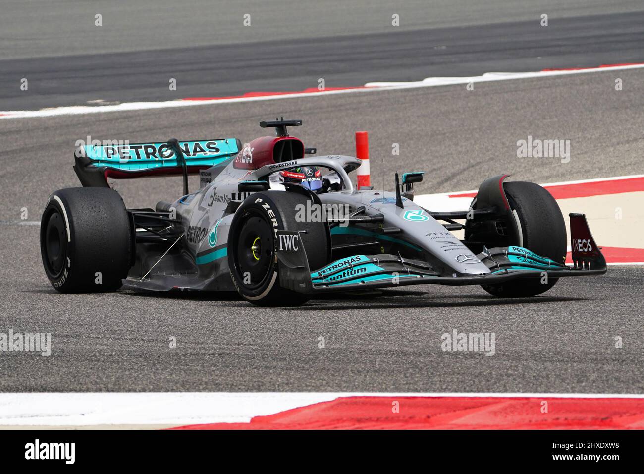 Bahrain International Circuit, Sakhir, Bahrain on 11 March 2022  George Russell 63 (GBR), Mercedes W13 during Day 2 FORMULA 1 ARAMCO PRE-SEASON TESTING 2022 Eleanor Hoad Credit: Every Second Media/Alamy Live News Stock Photo