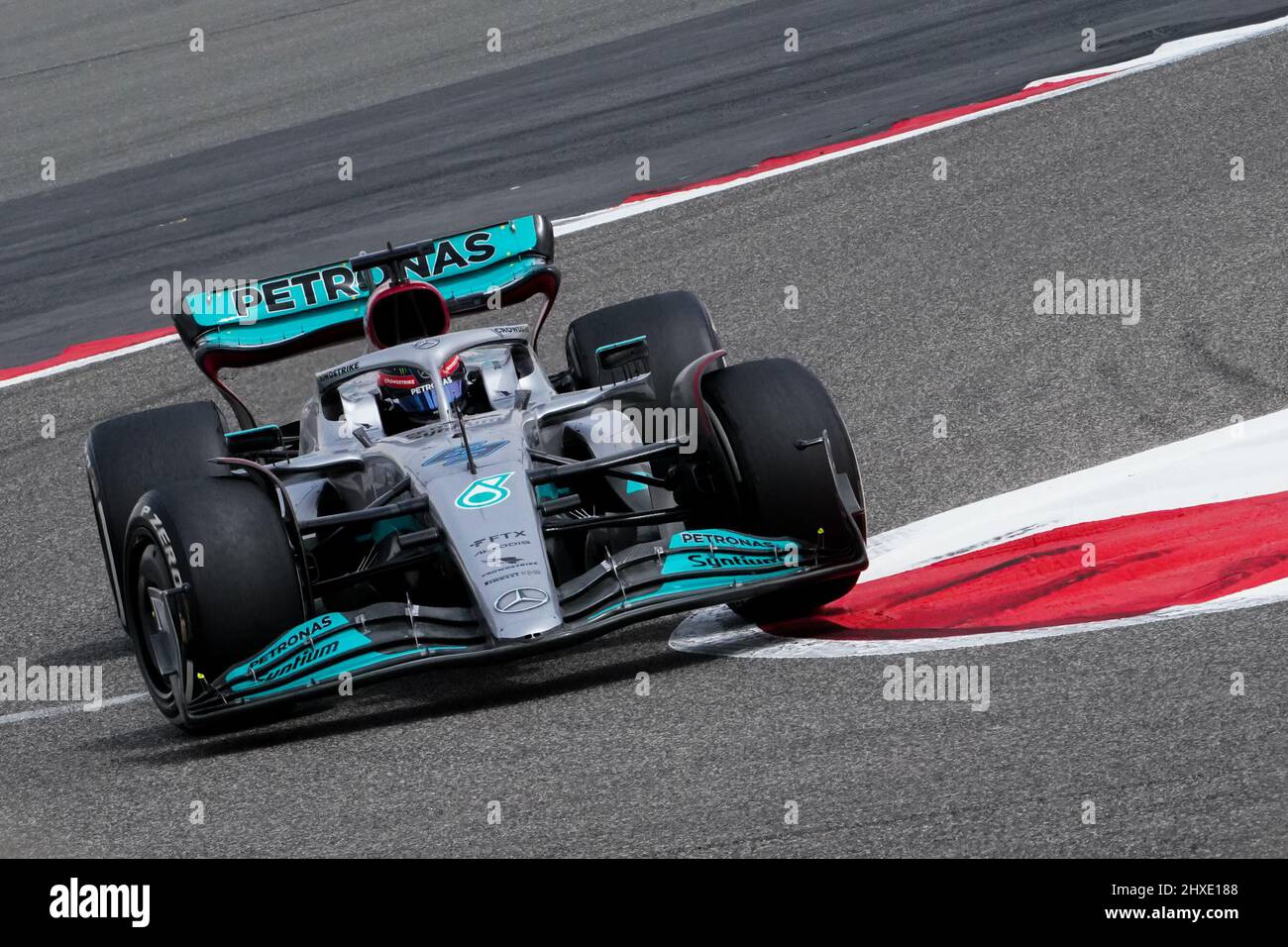Bahrain International Circuit, Sakhir, Bahrain on 11 March 2022  George Russell 63 (GBR), Mercedes W13 during Day 2 FORMULA 1 ARAMCO PRE-SEASON TESTING 2022 Eleanor Hoad Credit: Every Second Media/Alamy Live News Stock Photo