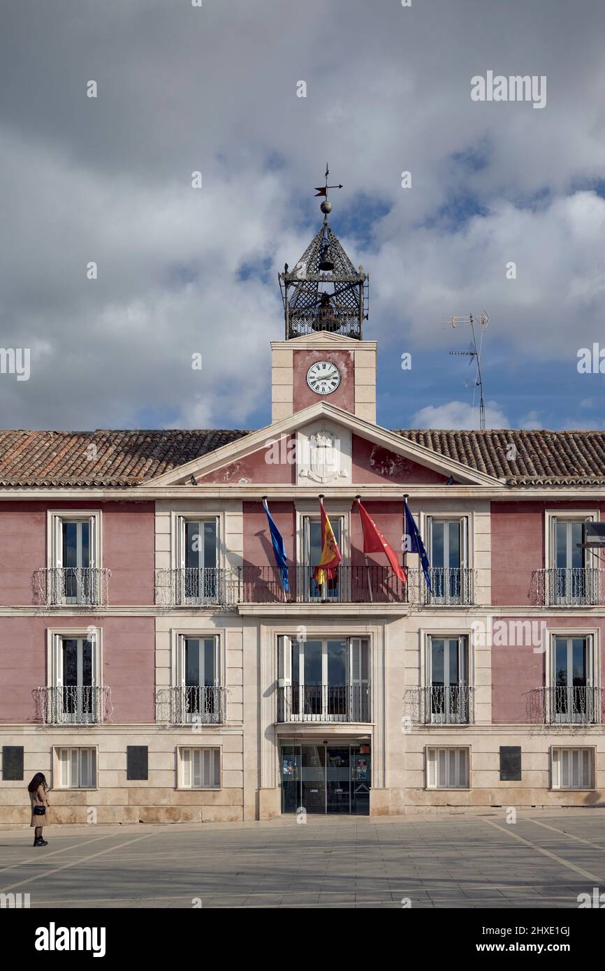 Exterior facade of the town hall building in the constitution square in the city of Aranjuez, Madrid, Europe Stock Photo