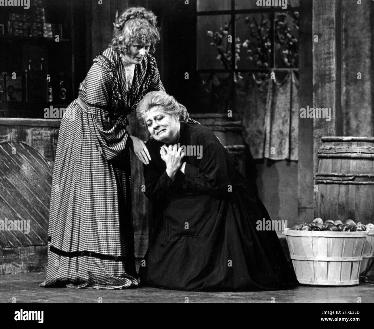 Black and white photography of dramatic stage acting in a play Stock Photo