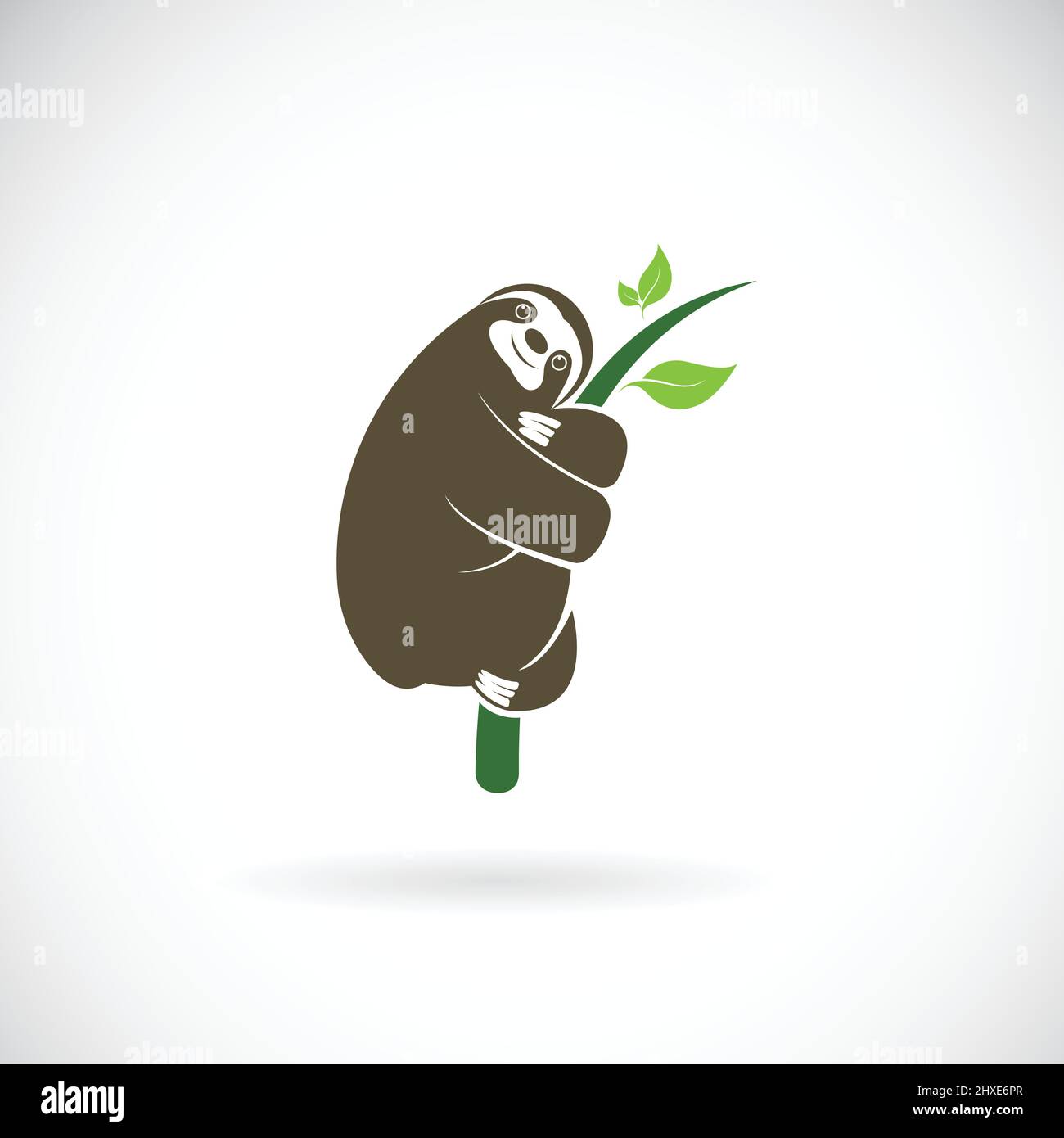 Vector of sloth design is perched on a branch on white background. Wild Animals. Easy editable layered vector illustration. Stock Vector