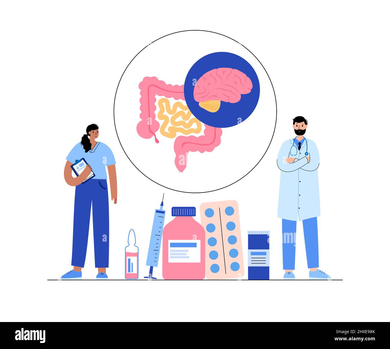 Connection Between Gut And Brain Illustration Stock Photo Alamy
