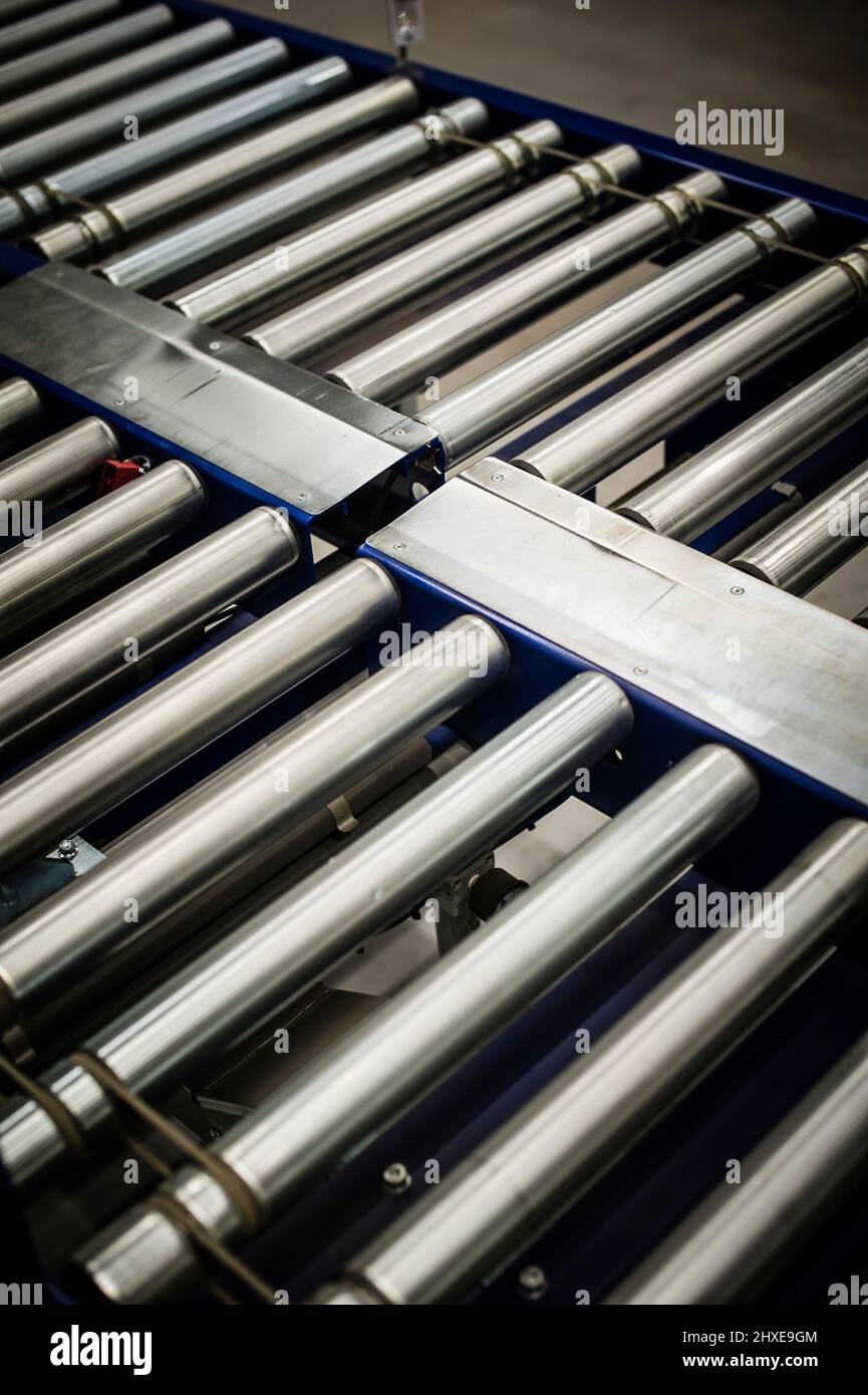 Conveyor belt in a distribution centre Stock Photo