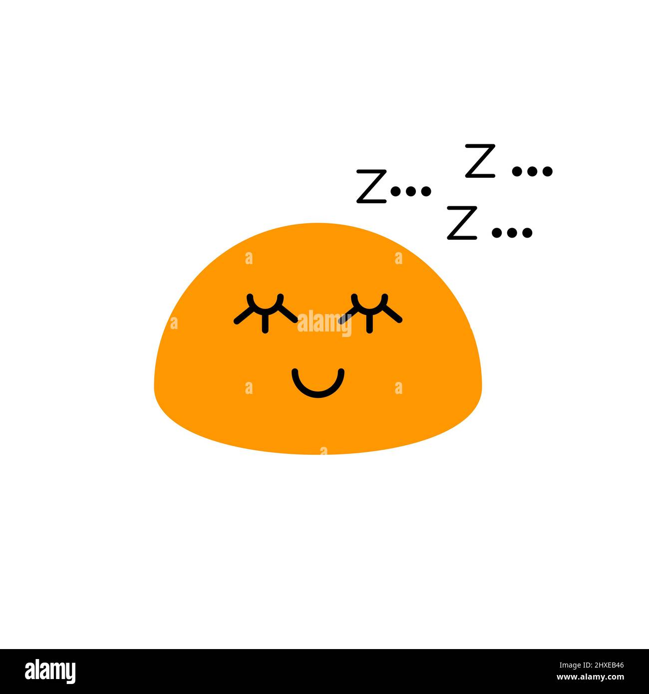 Sleeping cartoon character. Cute face and text zzz. Sleepy face with