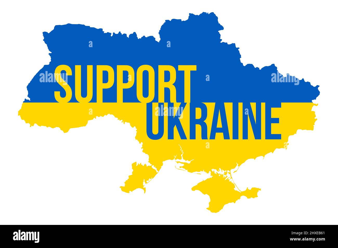 Ukraine Map with Support Ukraine Typography. Pray for Ukraine. Stop War. Russian Invasion in Ukraine Vector Illustration. Stock Photo