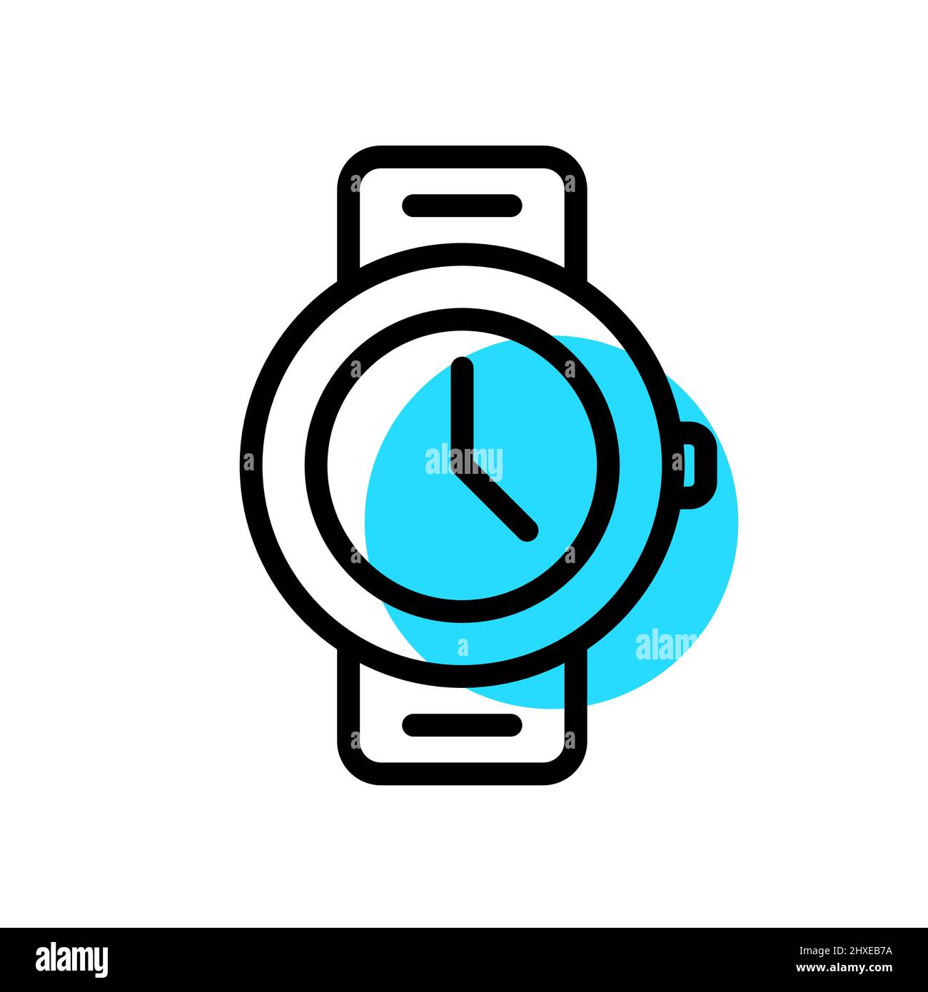 Watch with clock hands. Pixel perfect, editable stroke color icon Stock Vector