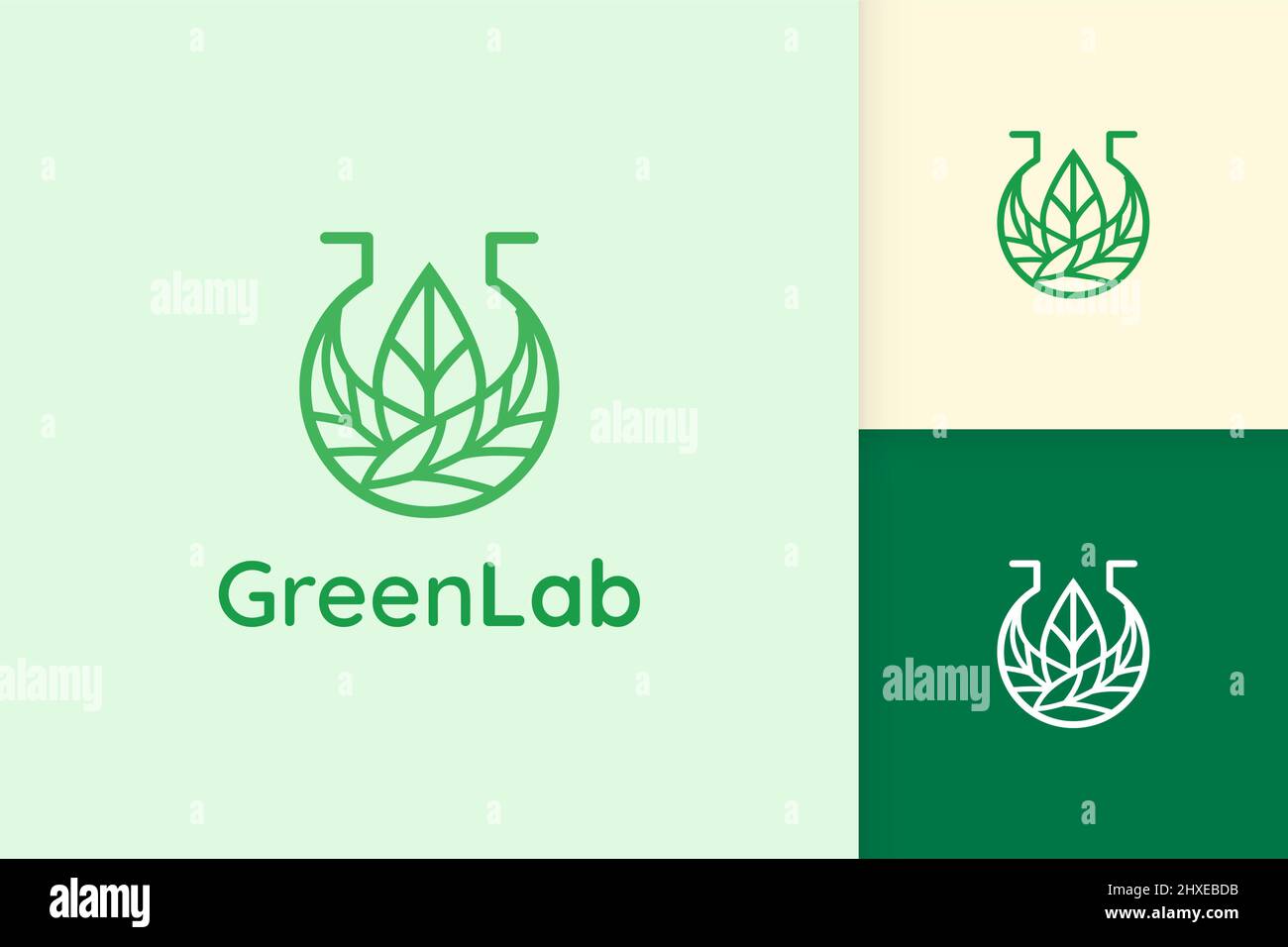 green lab logo with leaf shape for science or chemistry Stock Vector ...