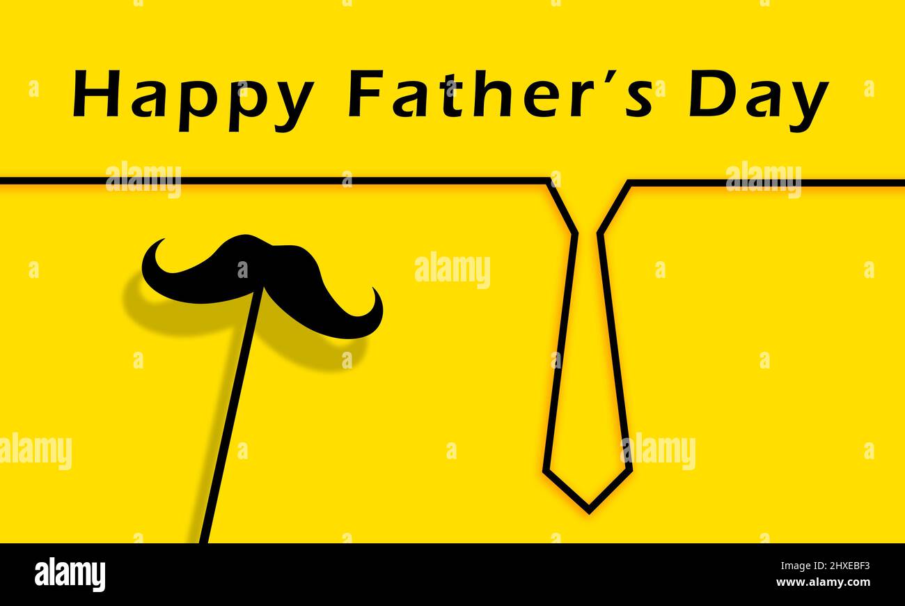 Happy Father's Day Tie and Mustache Design Minimal. Stock Photo