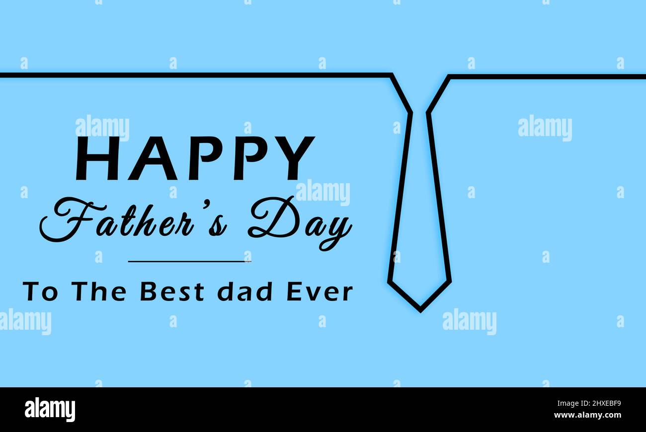 Happy Fathers Day To The Best Dad Ever Minimal Design Concept with male tie Symbol. Stock Photo