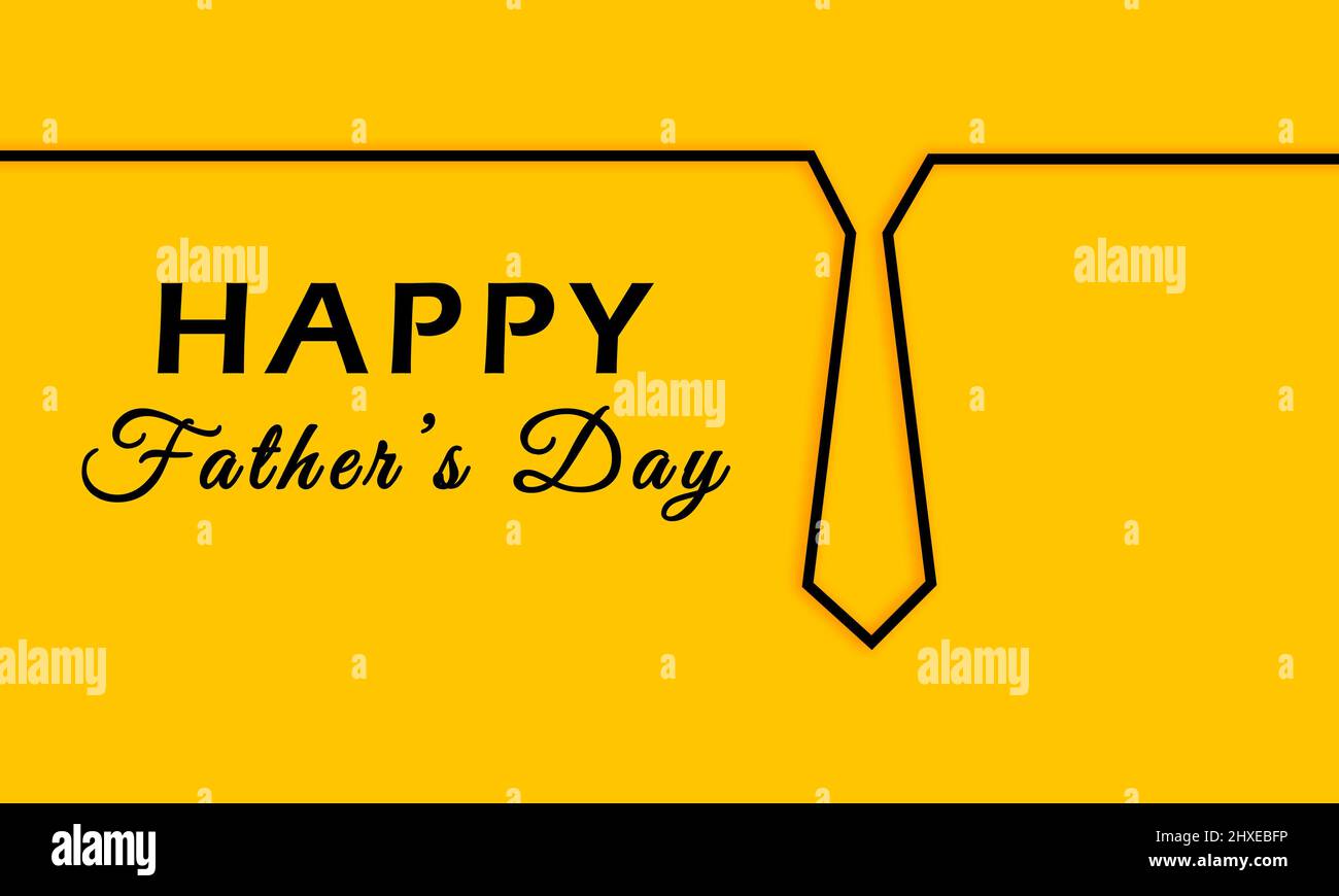 Happy fathers Day with Tie Symbol on yellow Background. Minimal Father's day Concept Stock Photo