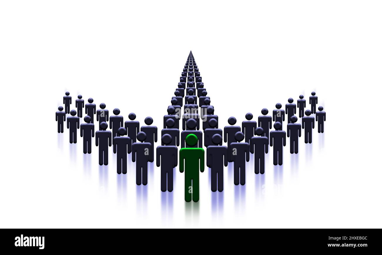 Arrow of United People with Leader Concept Idea of business leadership and Teamwork Direction Stock Photo