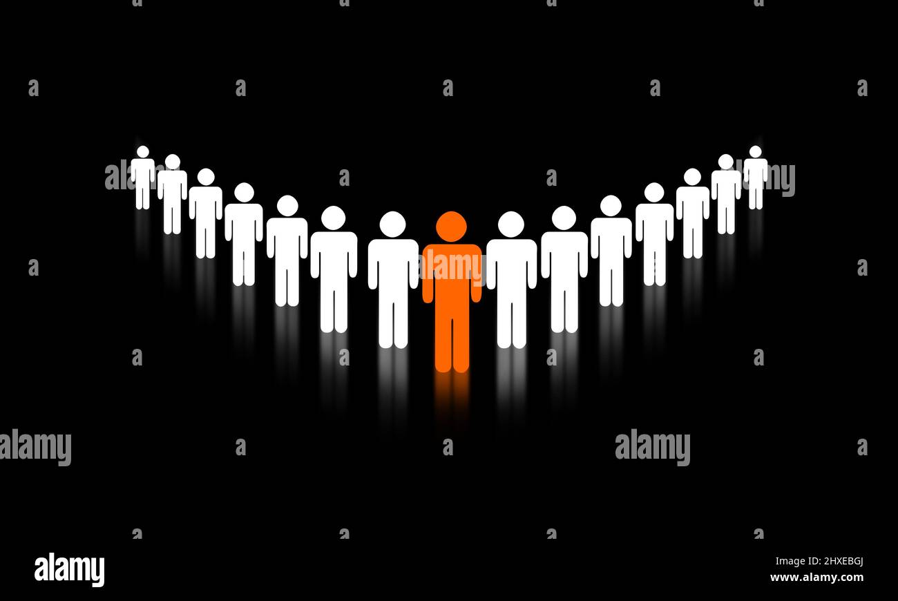 Spatial Man leading The Crowd of people Concept. Businessman Team and leadership Idea Stock Photo