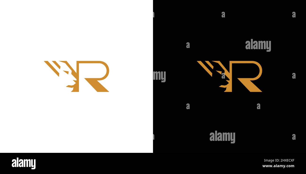 Unique and modern VR letter initials lion logo design Stock Vector