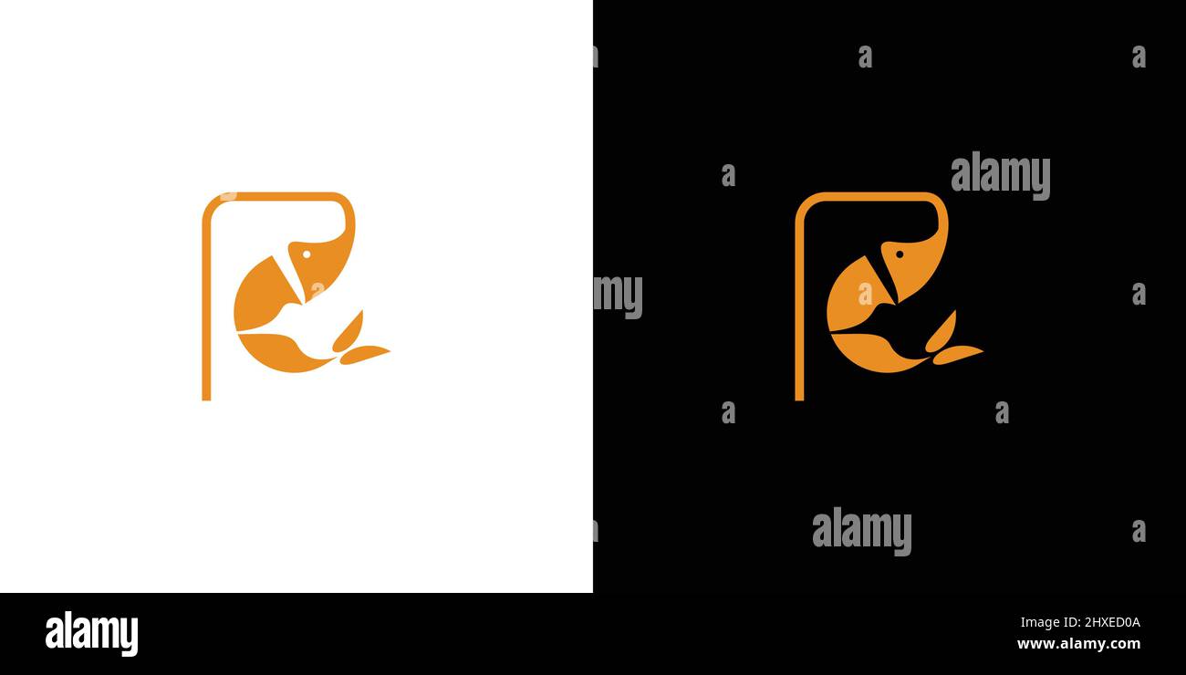 Unique and modern R letter initial shrimp logo design 1 Stock Vector ...
