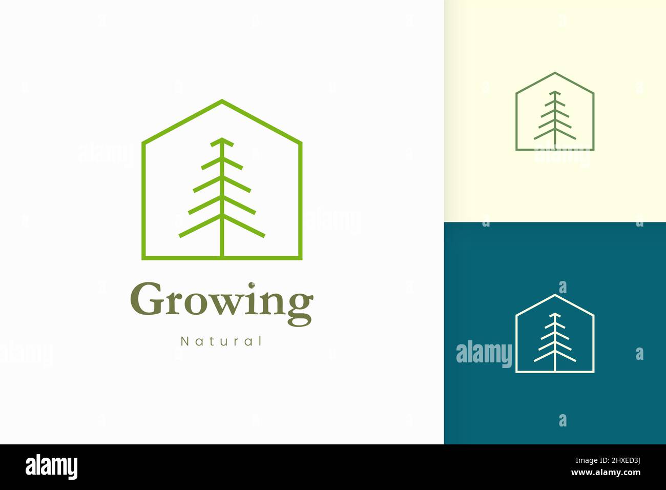 Nature green house logo with tree and leaf shape Stock Vector Image ...