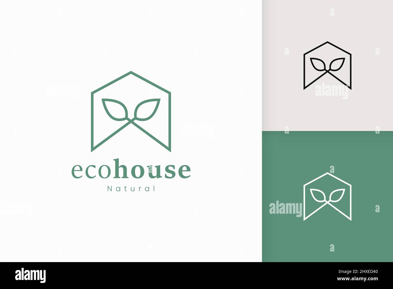 Nature green house logo with tree and leaf shape Stock Vector Image ...