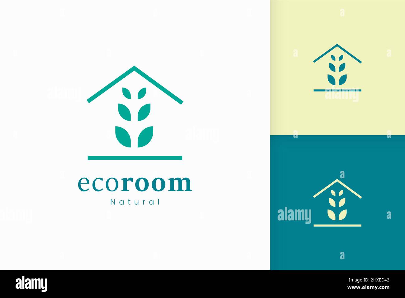 Nature green house logo with tree and leaf shape Stock Vector Image ...