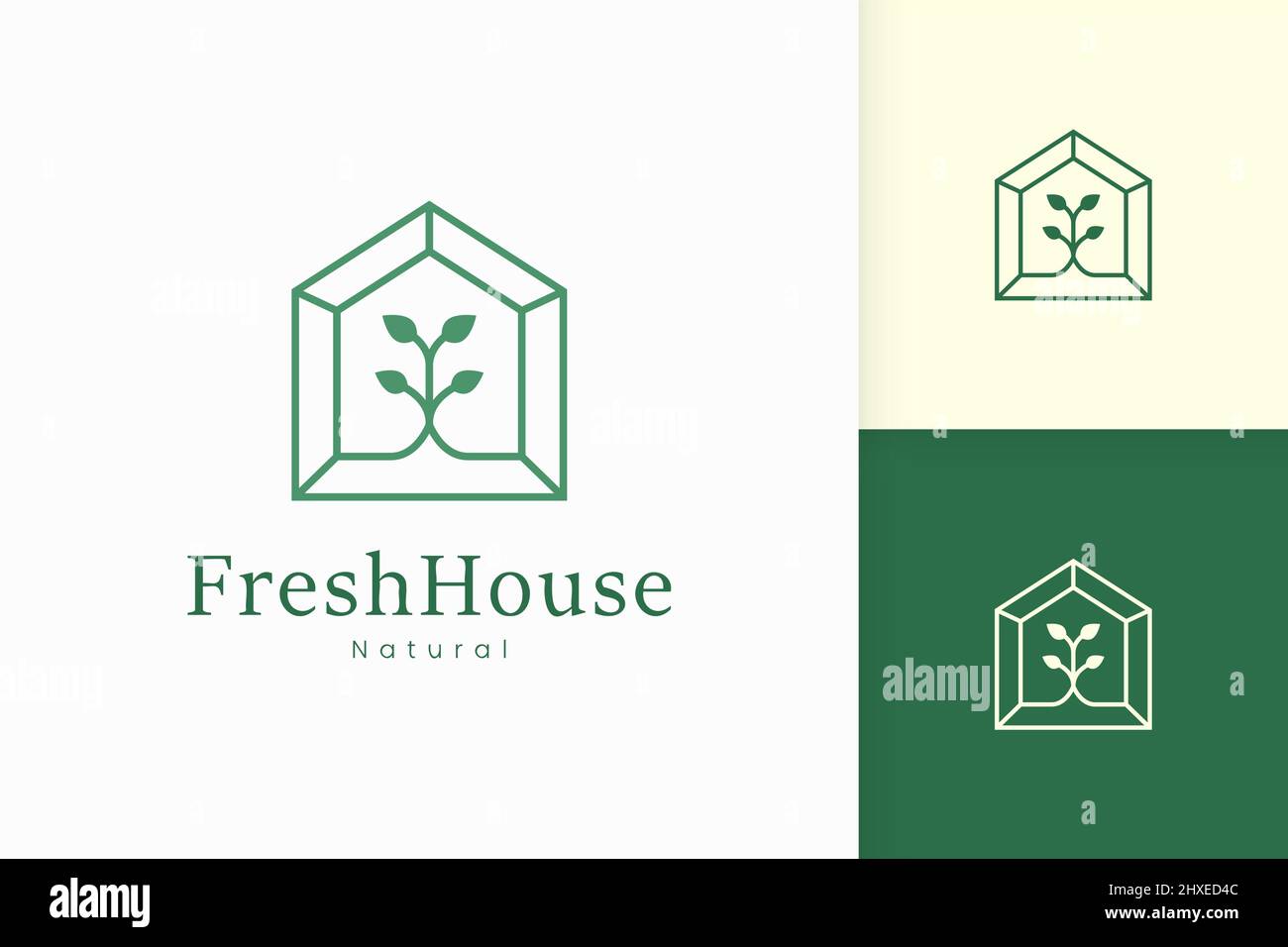 Nature green house logo with tree and leaf shape Stock Vector Image ...