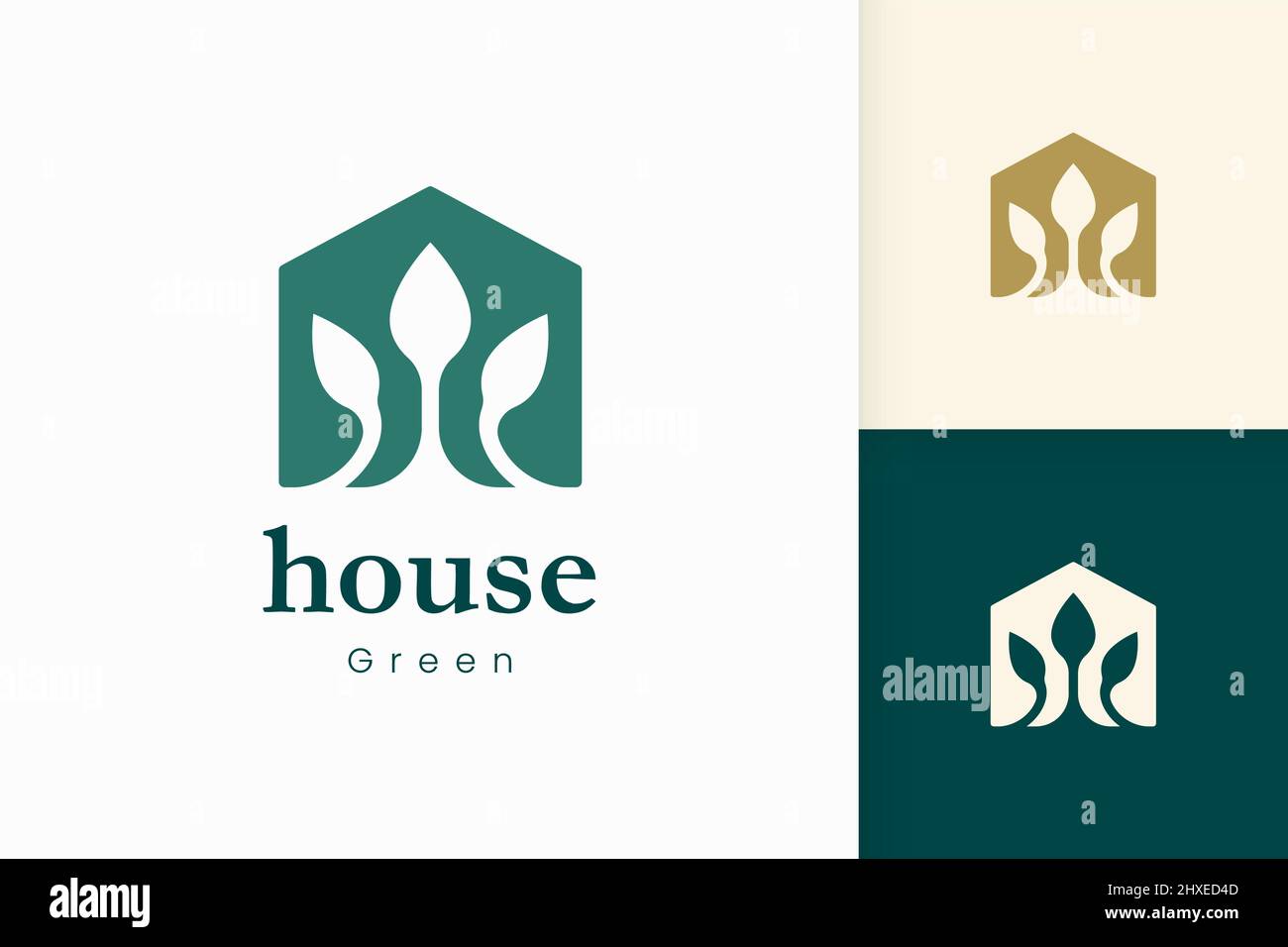 Nature green house logo with tree and leaf shape Stock Vector Image ...