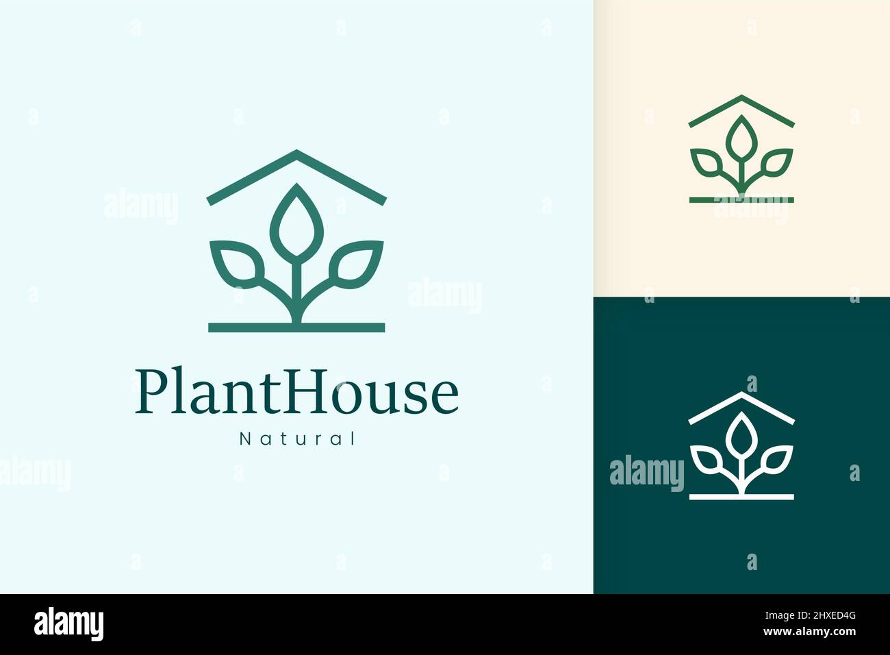 Nature green house logo with tree and leaf shape Stock Vector Image ...