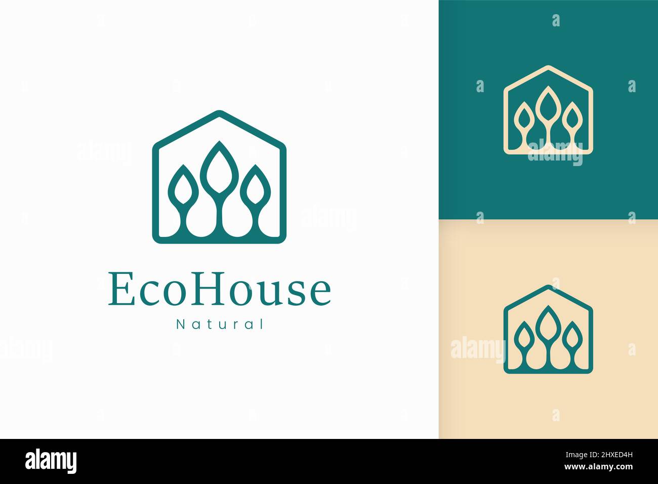 Nature green house logo with tree and leaf shape Stock Vector Image ...