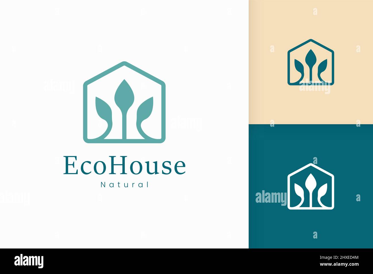 Nature green house logo with tree and leaf shape Stock Vector Image ...