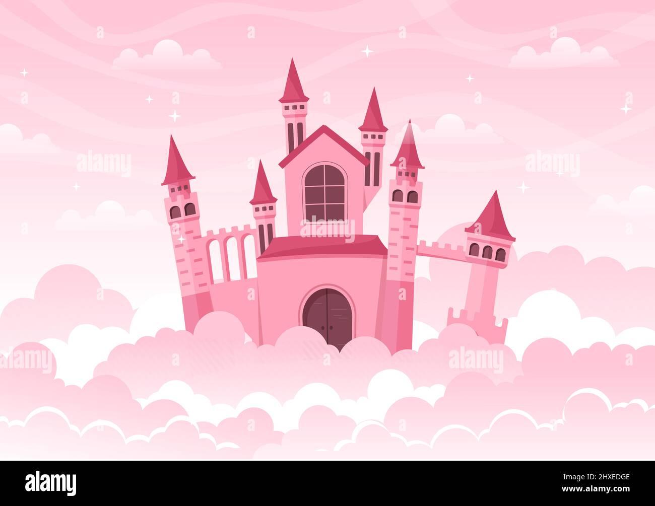 Castle with Prince and Queen Cartoon Illustration Stock Vector Image ...
