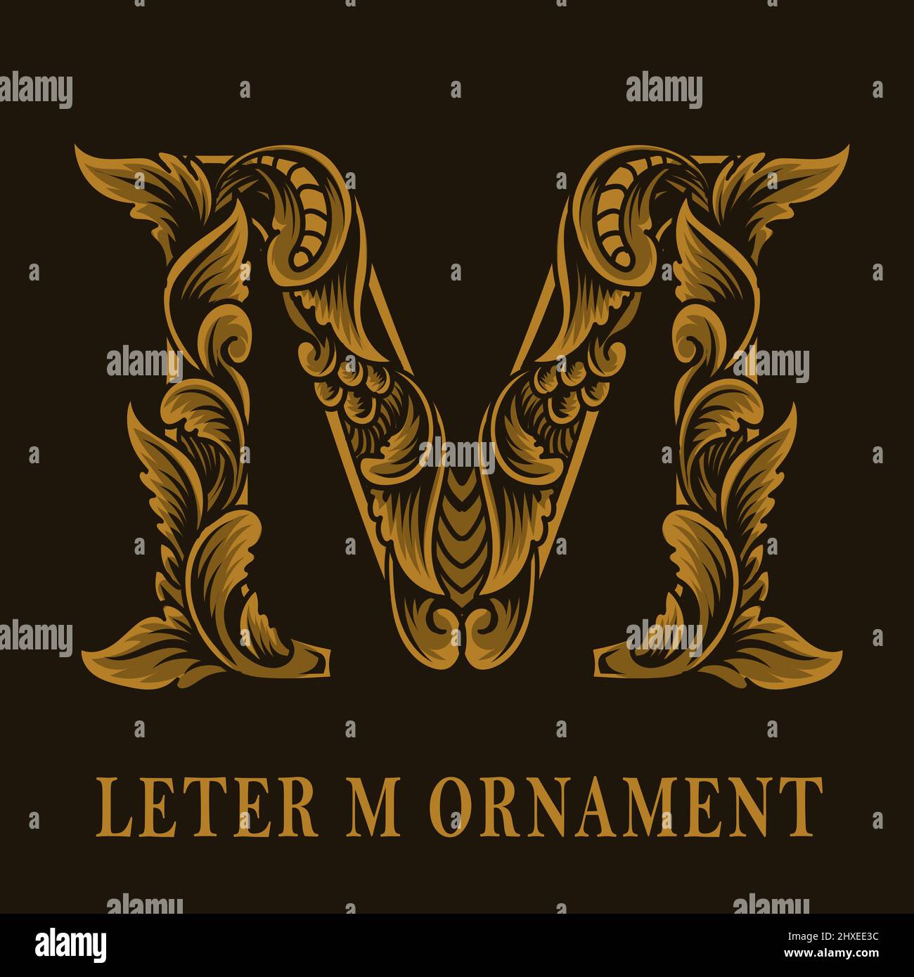 Letter M logo vintage ornament style Stock Vector