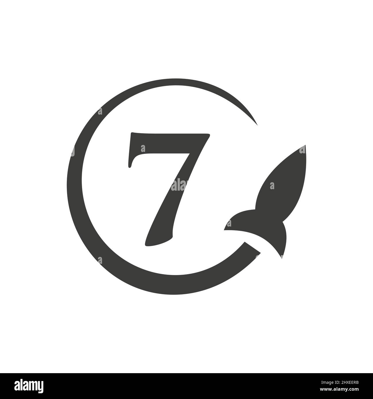 Travel Logo On Letter 7 Concept. Letter 7 Travel Logo Vector Template Stock Vector