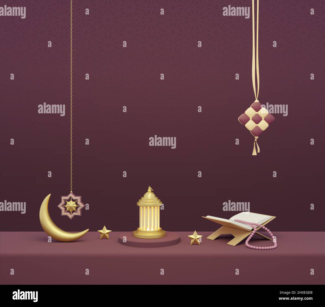 Crescent Islamic with Lanterns for Ramadan Kareem and Eid Mubarak ...