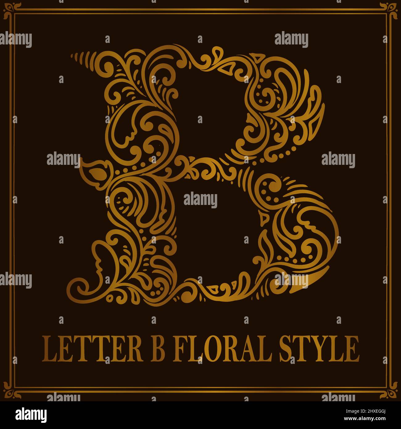 Vintage Letter B floral pattern style Stock Vector Image & Art - Alamy