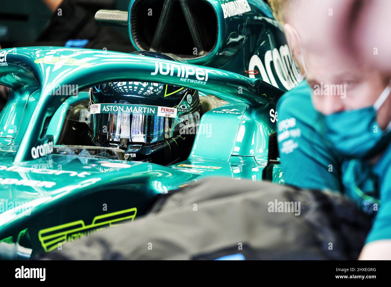 Lance Stroll (CDN) Aston Martin F1 Team AMR22. 12.03.2022. Formula 1 Testing, Sakhir, Bahrain, Day Three.  Photo credit should read: XPB/Press Association Images. Stock Photo