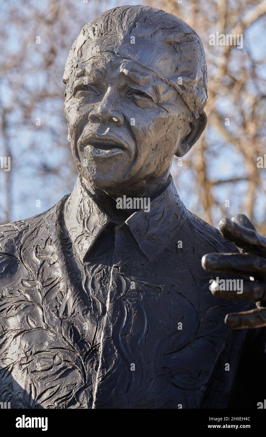 Statue of Nelson Mandela in Parliament Square London England Stock