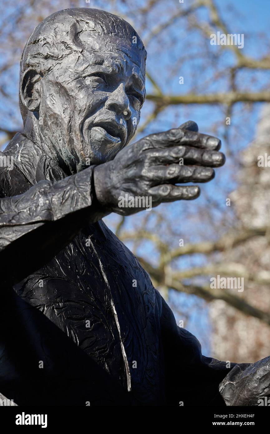 Statue of Nelson Mandela in Parliament Square London England Stock