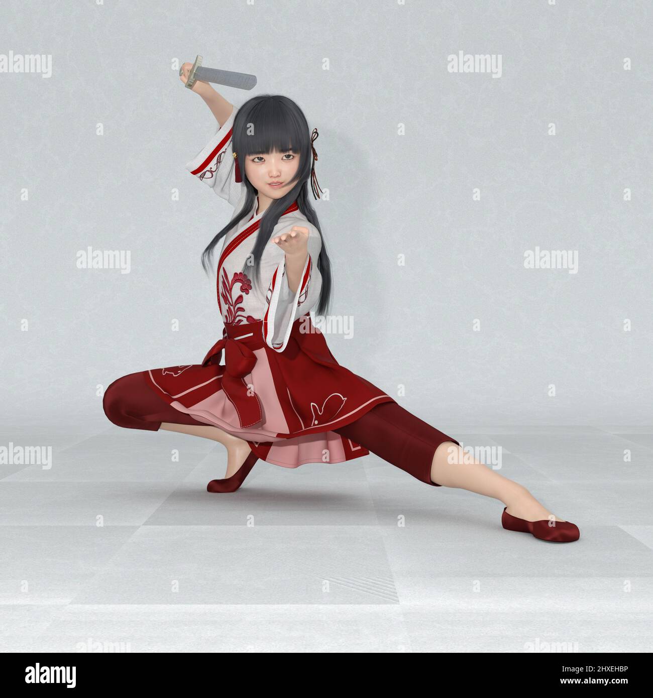 Anime Girl Fighter With Sword Character Free 3d Model  Max Obj Vray   Open3dModel