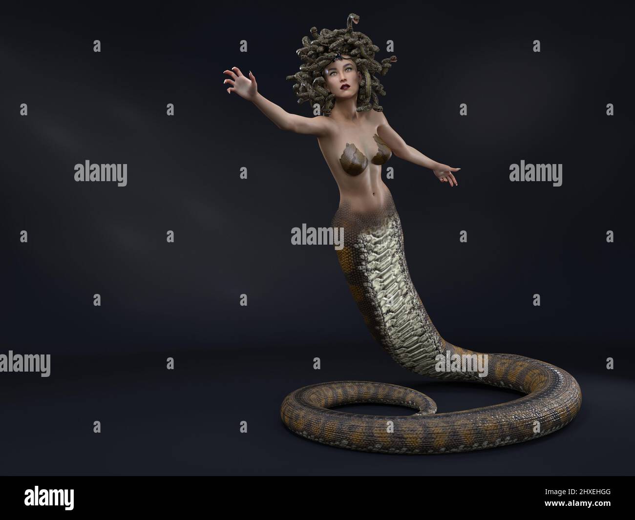 3D Render : Medusa, Gorgon character from Greek Mythology A female