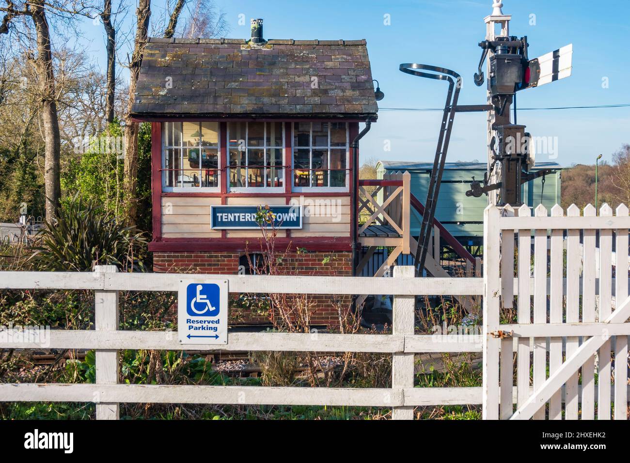 views around Tenterden Town Station on the Kent and East Sussex Railway at February Half Term, Tenterden, Kent, UK Stock Photo