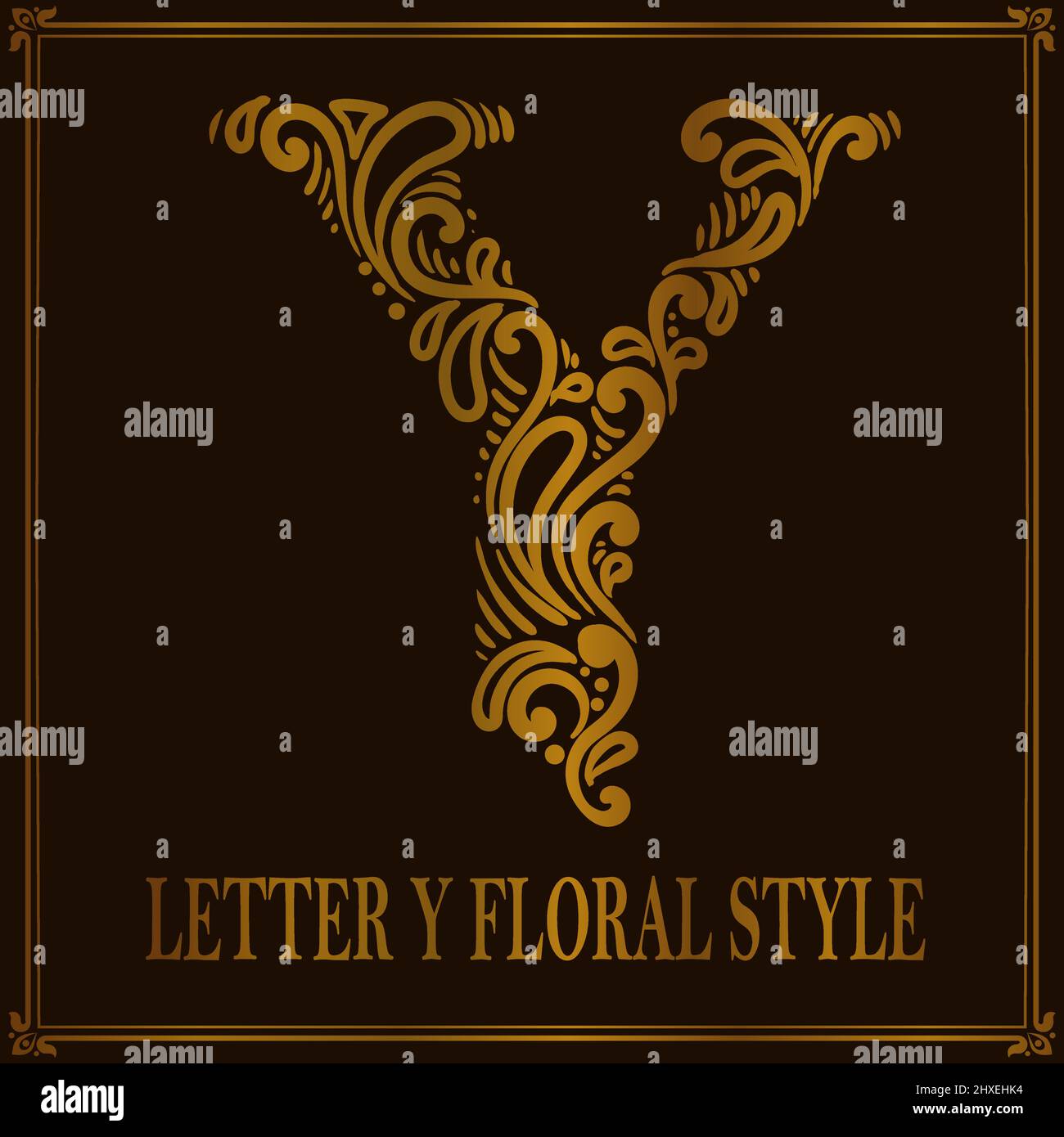 Vintage Letter Y floral pattern style Stock Vector Image & Art - Alamy