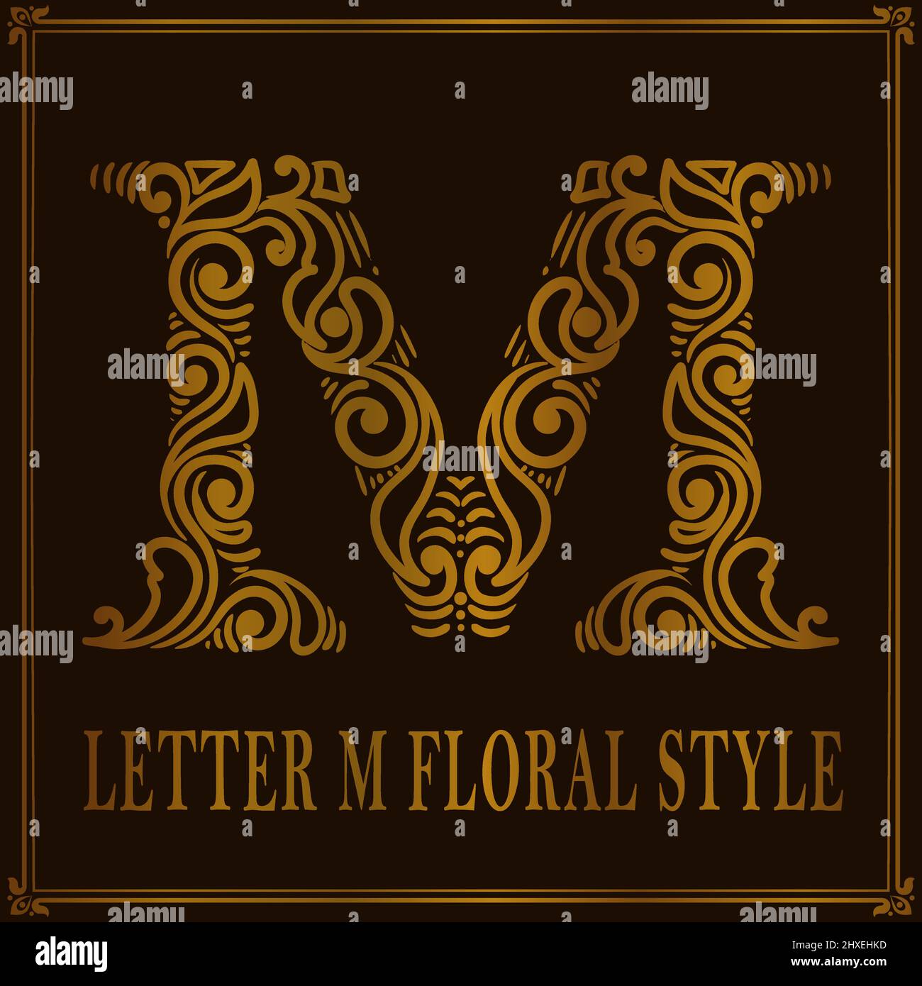 Vintage Letter M floral pattern style Stock Vector Image & Art - Alamy
