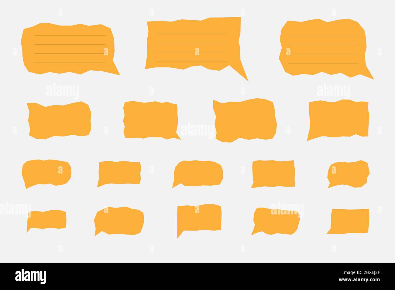 Set of abstract zigzag bubble chat message in flat style design. Vector illustration Stock Vector