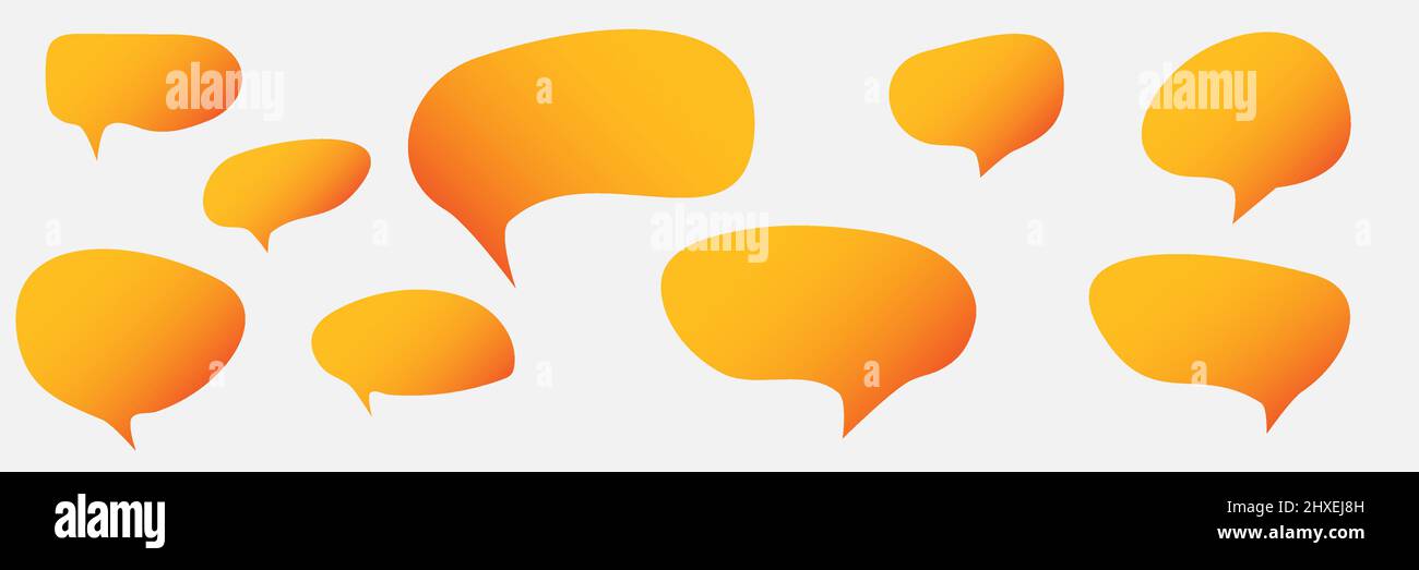 Set of abstract organic fluid bubble chat message in gradient style design. Vector illustration Stock Vector