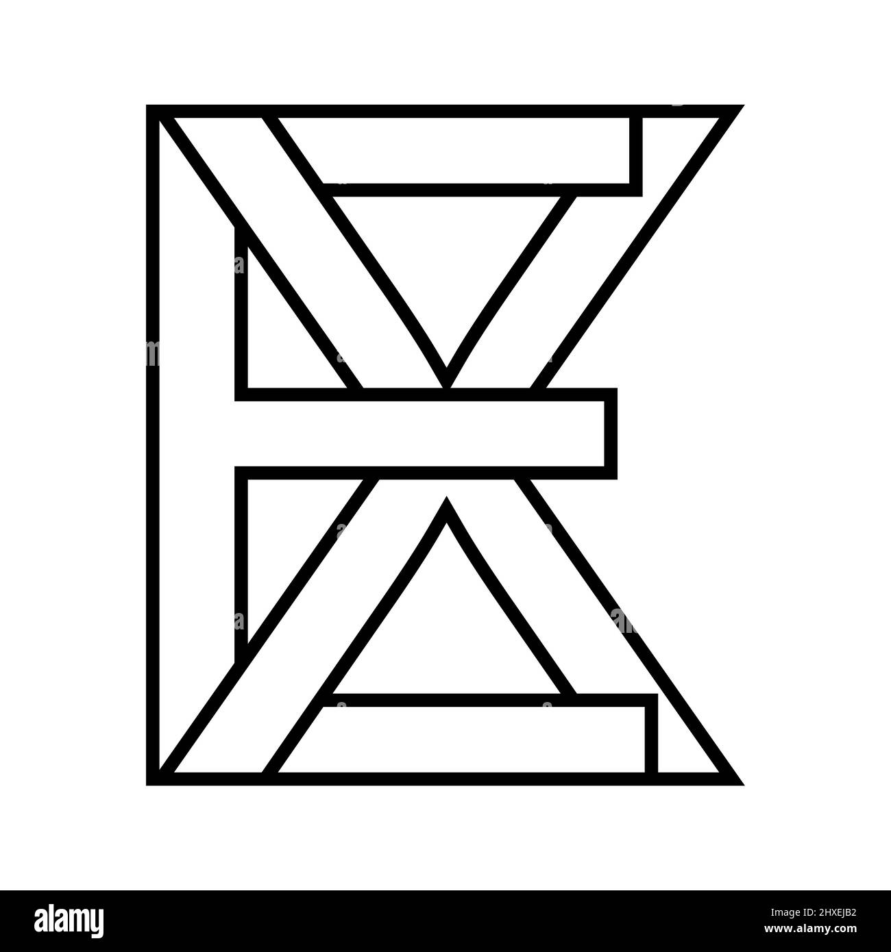 Logo sign, ex xe icon nft ex interlaced letters e x Stock Vector