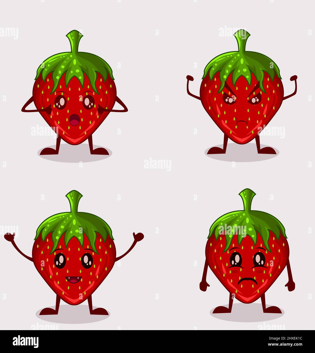 set illustration cute strawberry character Stock Vector Image & Art - Alamy
