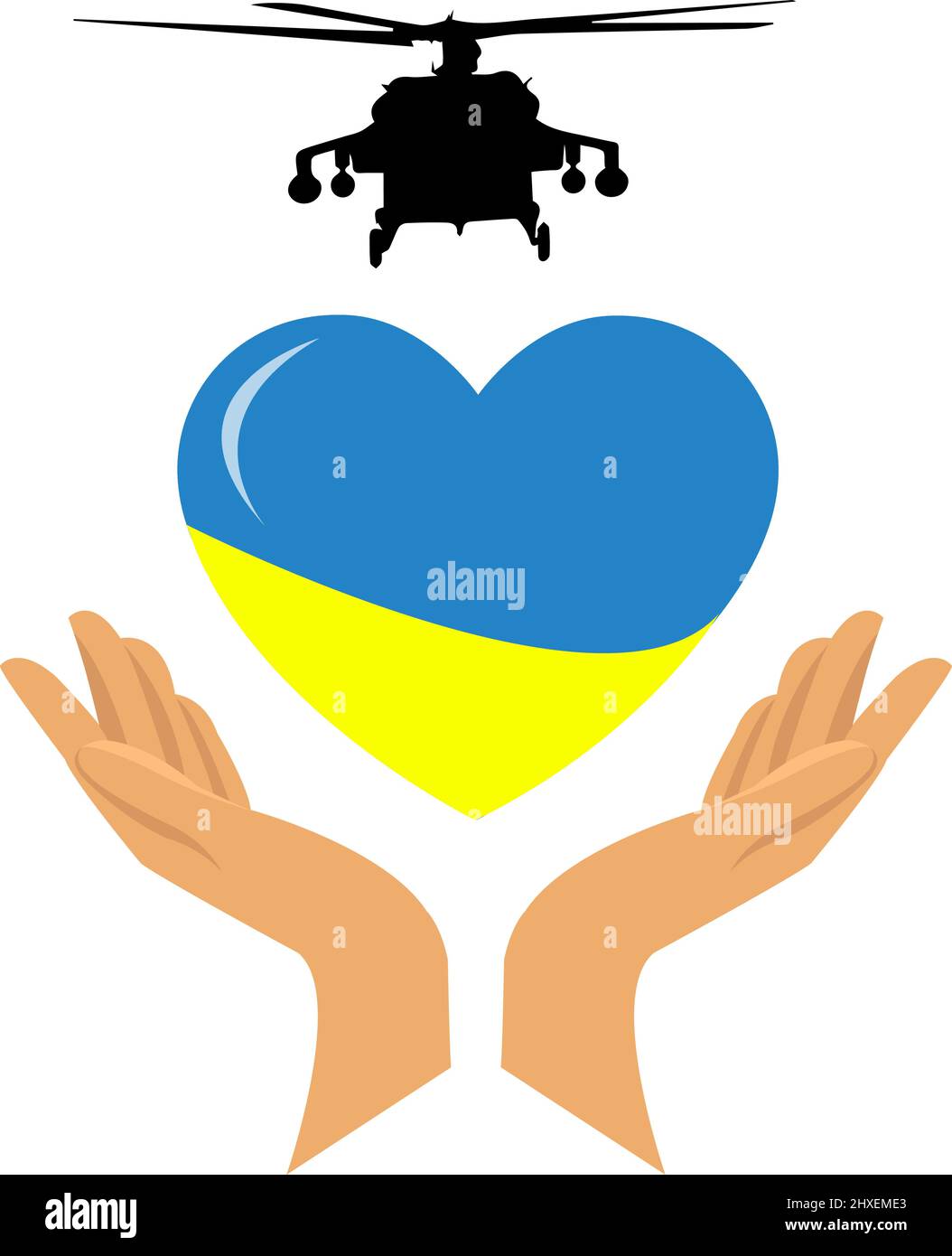 National Ukrainian flag. Vector isolated illustration. Heart icon, concept of protection and support. Stock Vector