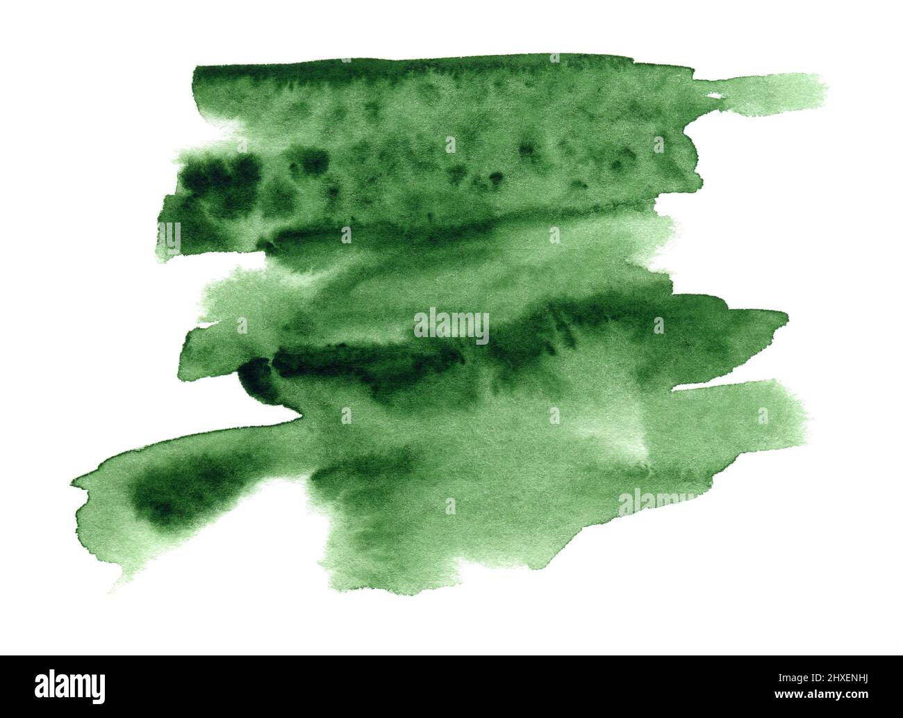 Green watercolor hand drawn stain on white paper grain texture Stock ...