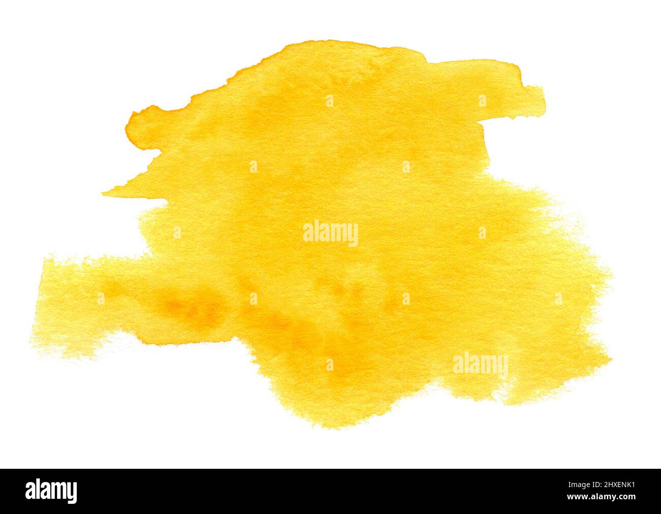 Orange watercolor hand drawn shape on white paper grain texture Stock