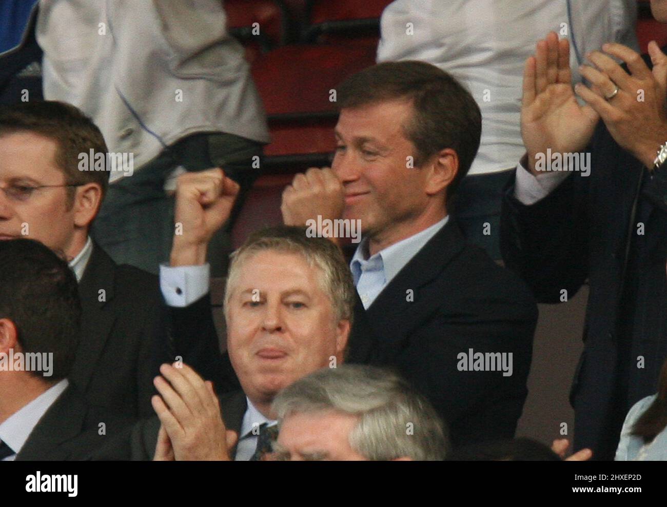 **FILE PIC**  Chelsea owner Roman Abramovich has had his assets frozen as sanctions have been placed on the Russian billionaire. ** Pic: Paul Marriott . . Blackburn Rovers v Chelsea - FA Cup Semi-Final . . 15.04.07 Chelsea owner Roman Abramovich celebrates. Stock Photo